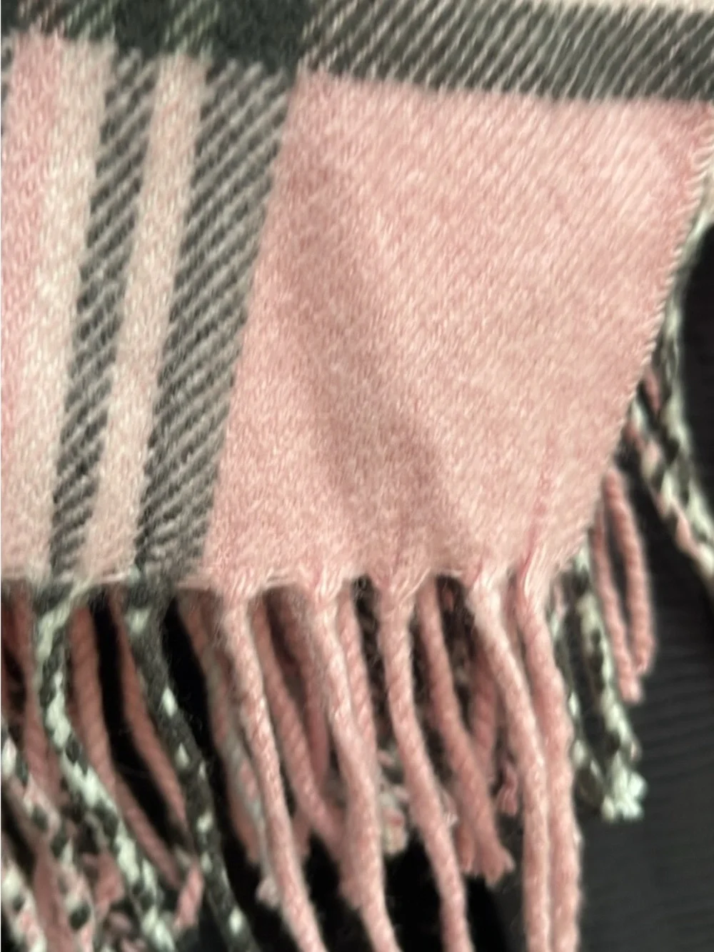 Burberry Pink and Black Plaid Cashmere-Blend Scarf